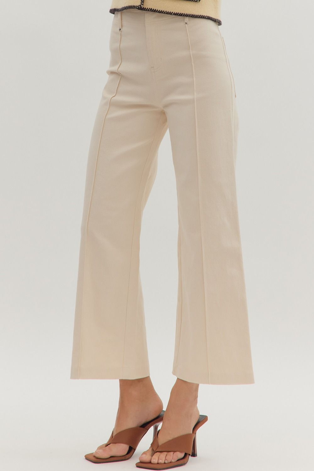 CREAM FRONT SEAM WIDE LEG