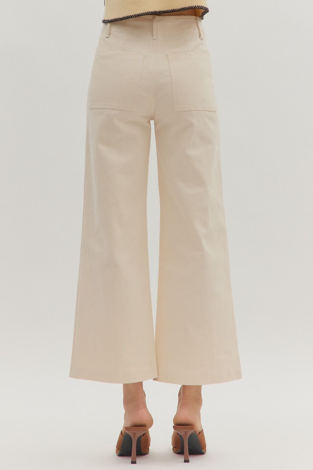 CREAM FRONT SEAM WIDE LEG