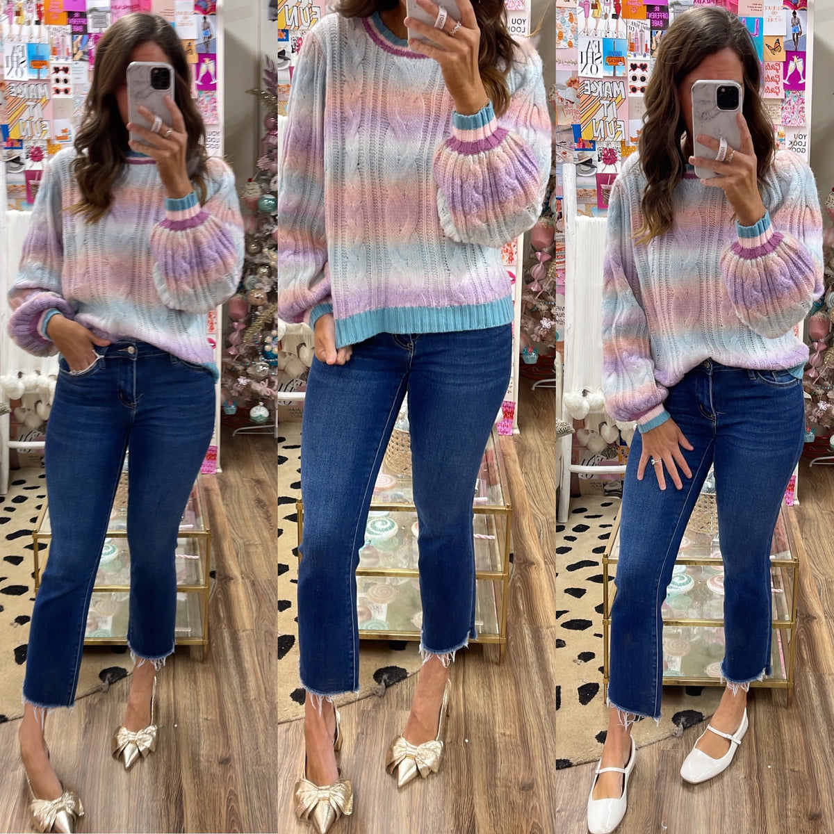 MULTI COLOR CABLE YARN SWEATER