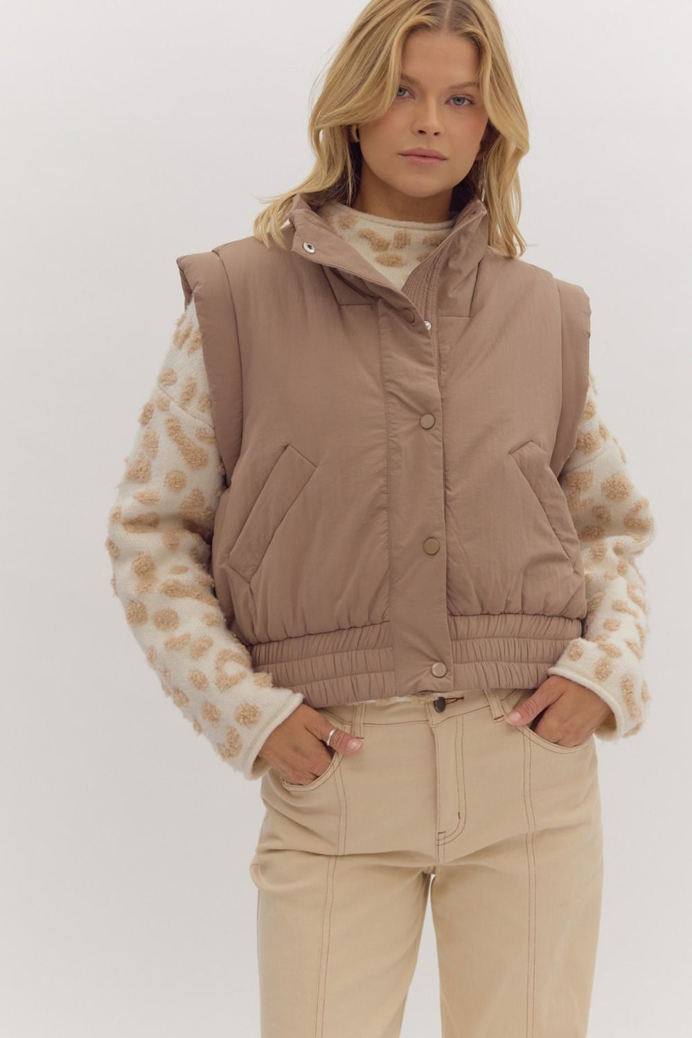 MOCHA SNAP PUFF VEST