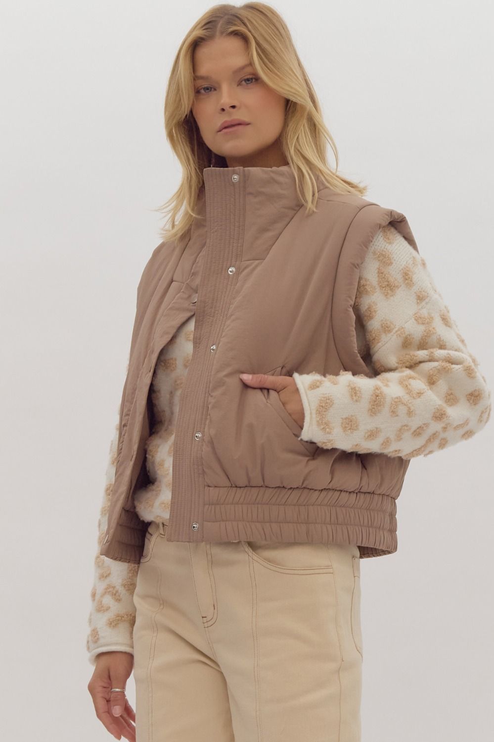 MOCHA SNAP PUFF VEST