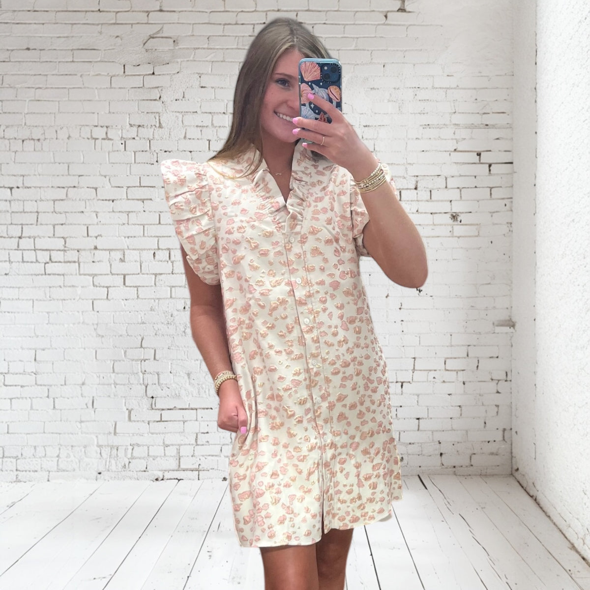 PINK METALLIC ABSTRACT TEXTURE DRESS