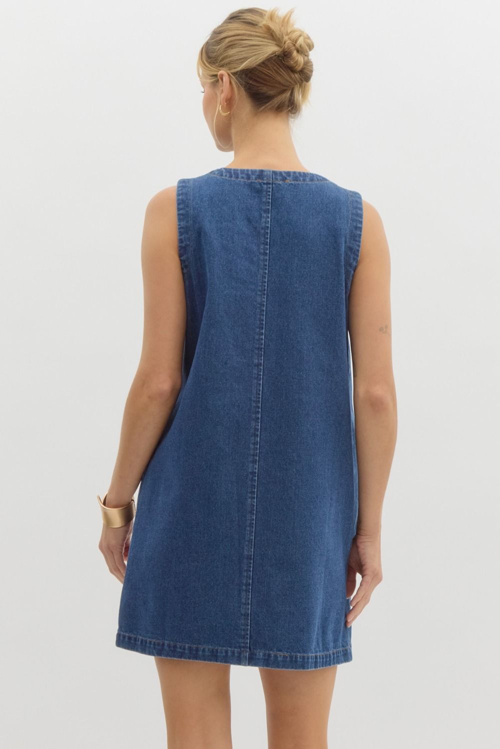 GOLD BUTTON DENIM DRESS