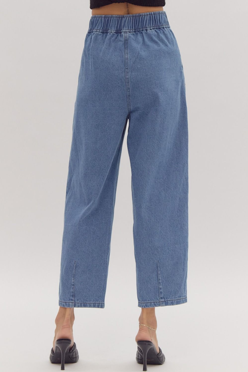 DENIM CROPPED GOLD BUTTON PANTS