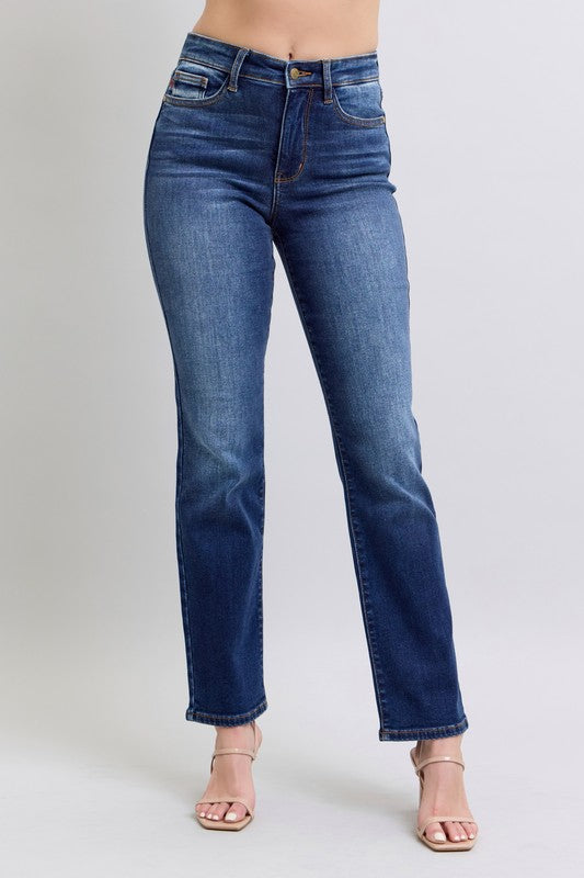 CECE DARK STRAIGHT THERMAL DENIM