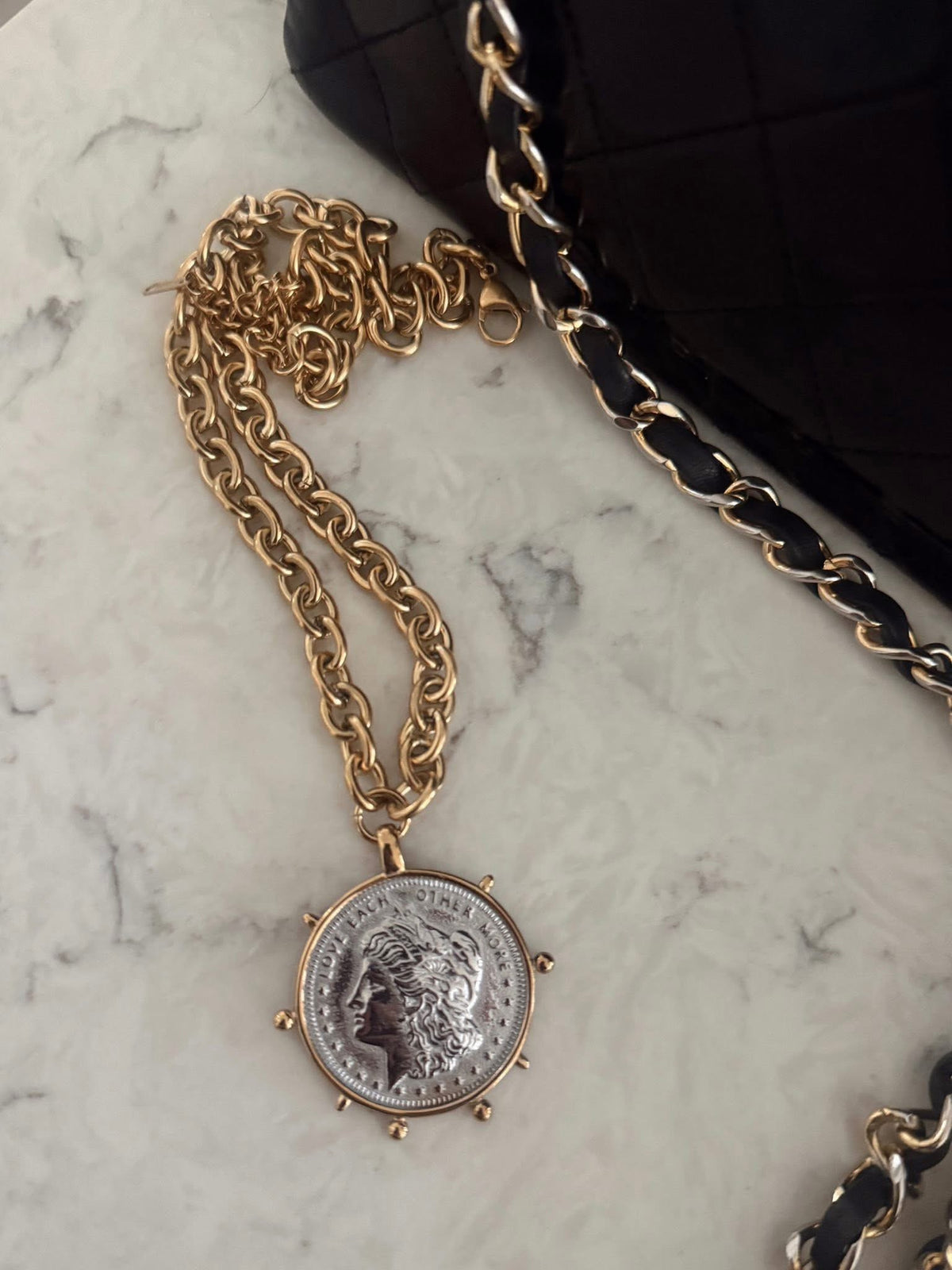 TWO TONED COIN NECKLACE