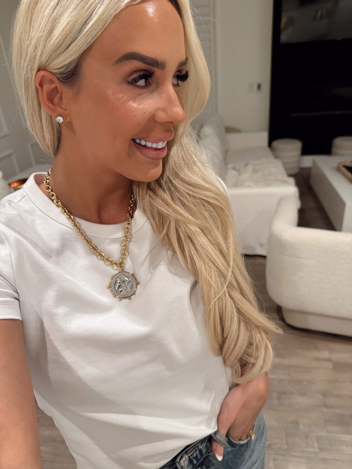 TWO TONED COIN NECKLACE