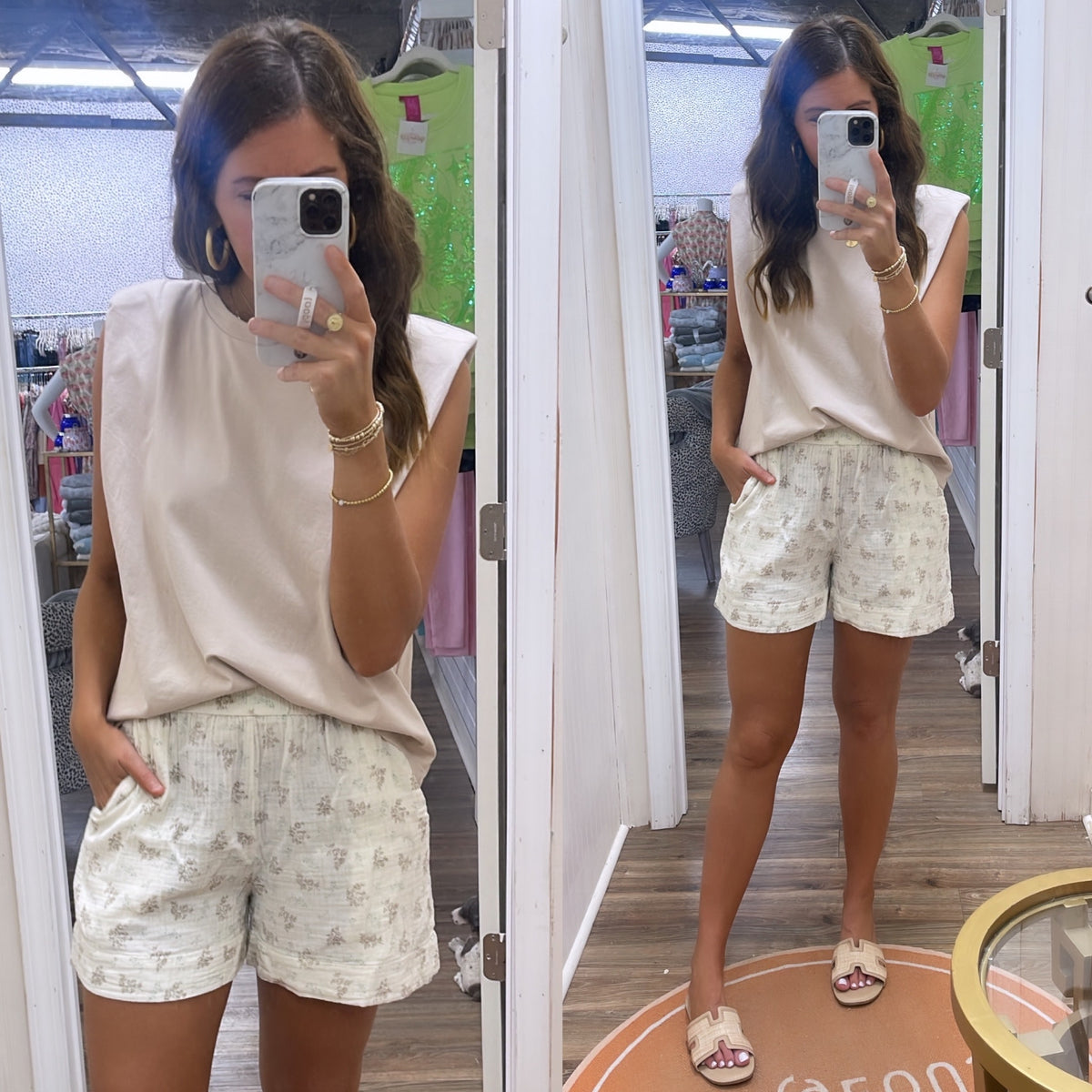 VINTAGE FLORAL GAUZE SHORT