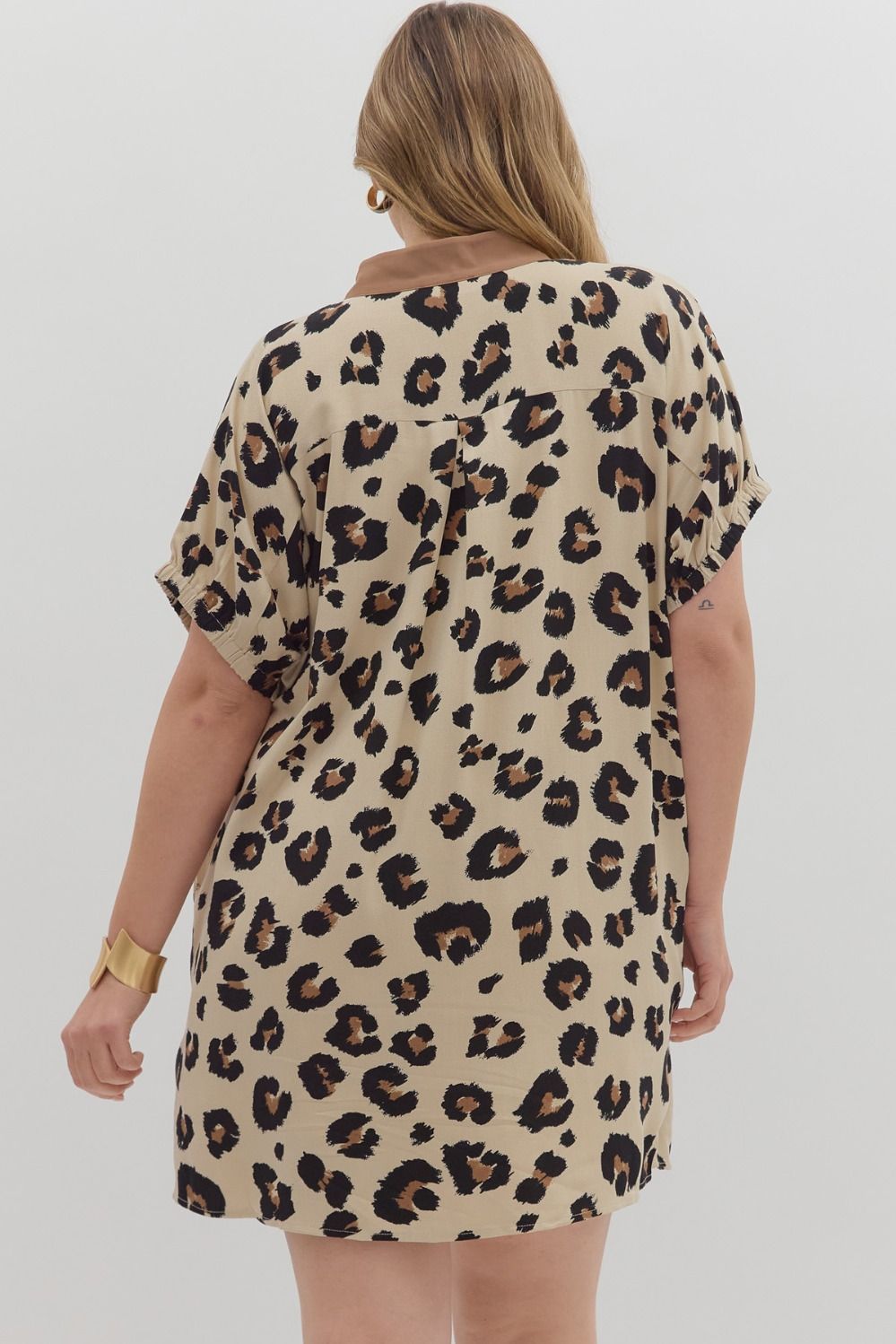 LEOPARD DOLMAN ELASTIC SLV DRESS