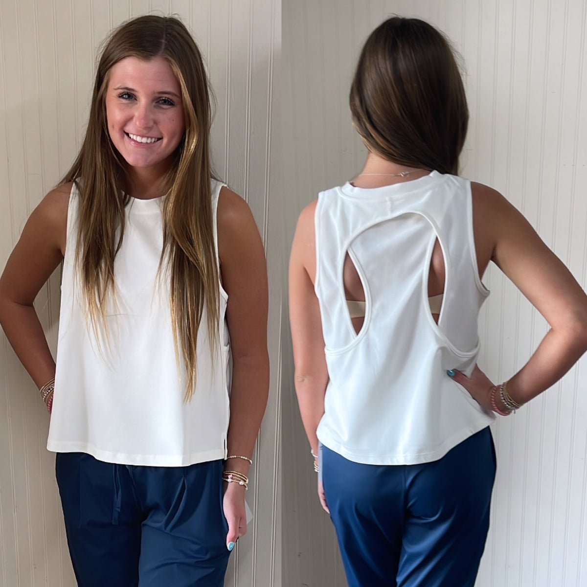 MOLLIE WHITE OPEN BACK TANK