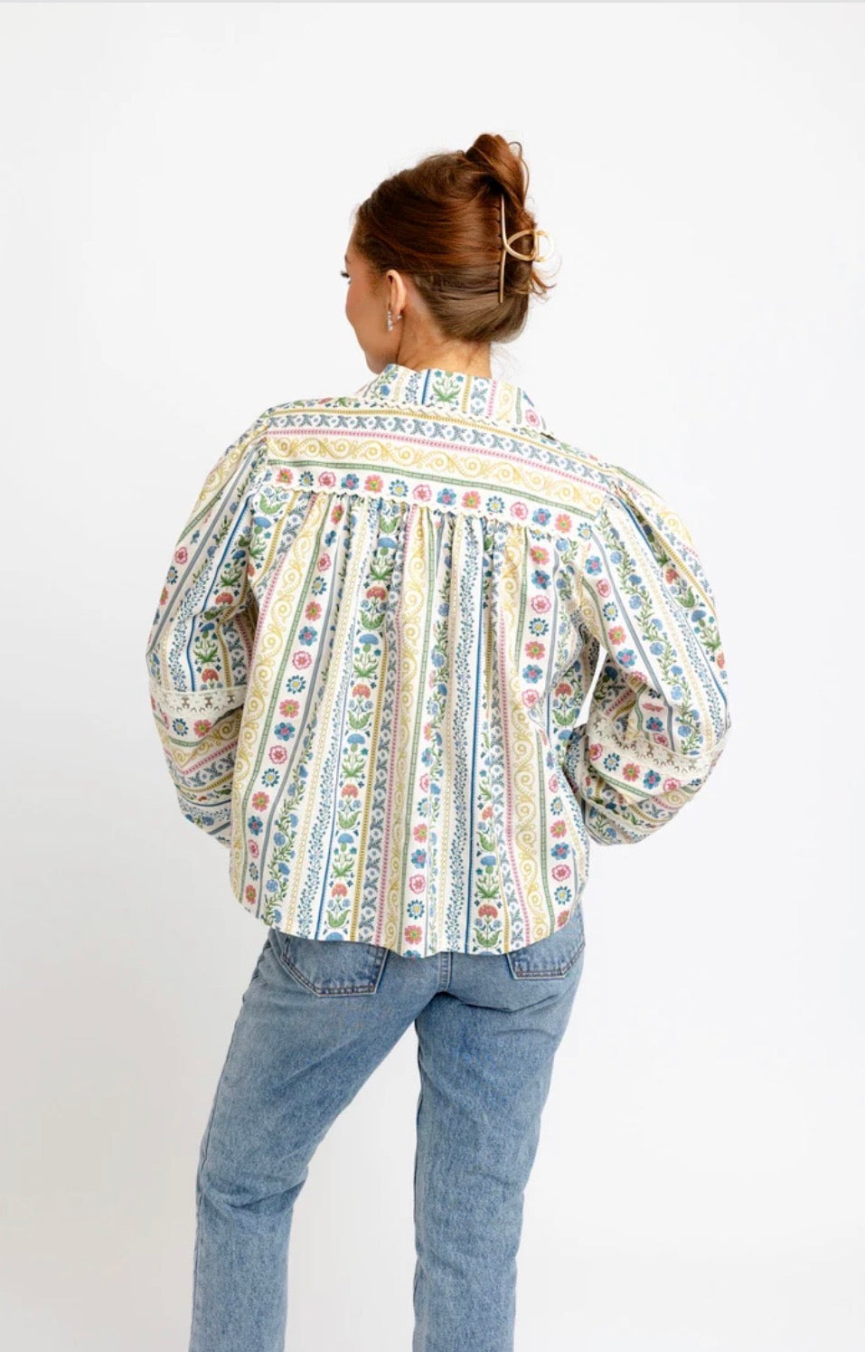 FRENCH COTTAGE FLORAL BUTTON UP TOP