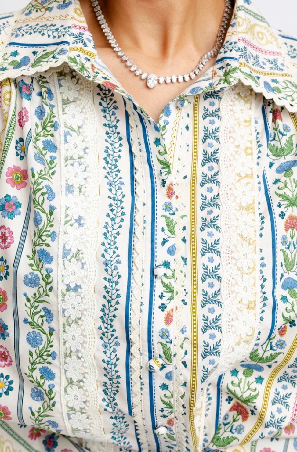 FRENCH COTTAGE FLORAL BUTTON UP TOP