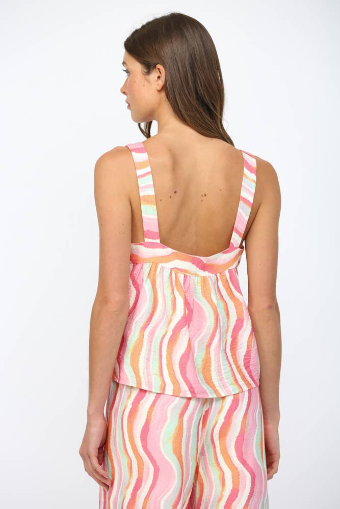 WAVY STRIPE SQUARE NECK TANK