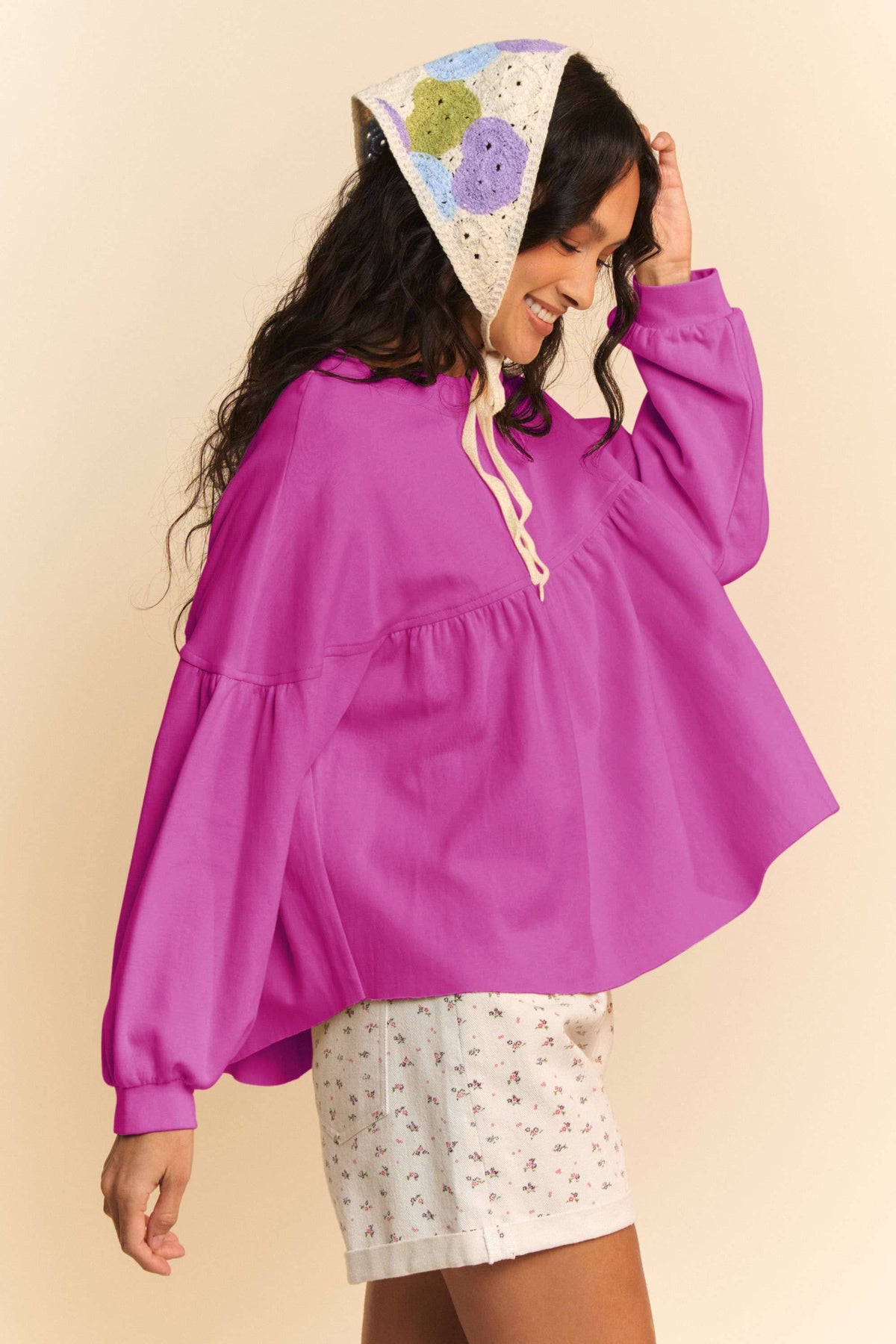 BERRY LONG SLV PULLOVER TOP