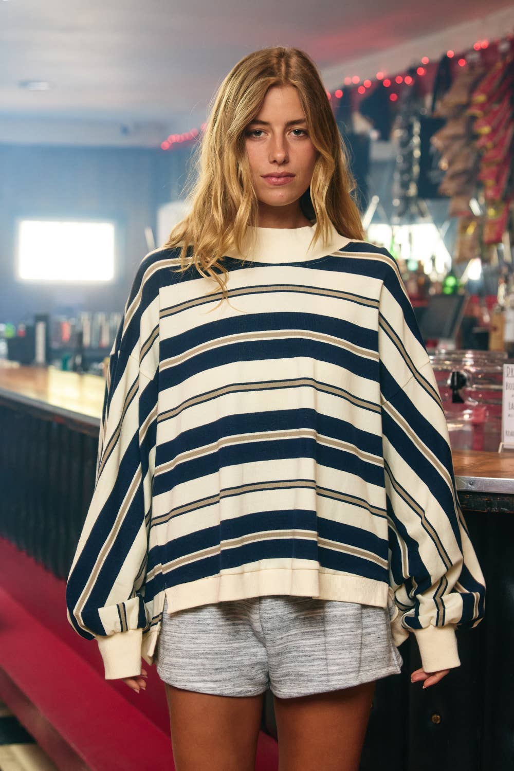 GREEN STRIPED OVERSIZED TOP