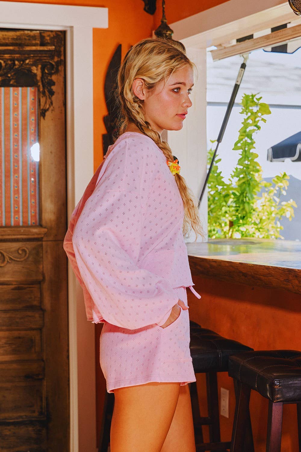 PINK DRAWSTRAW SHORTS WITH BIG POCKETS