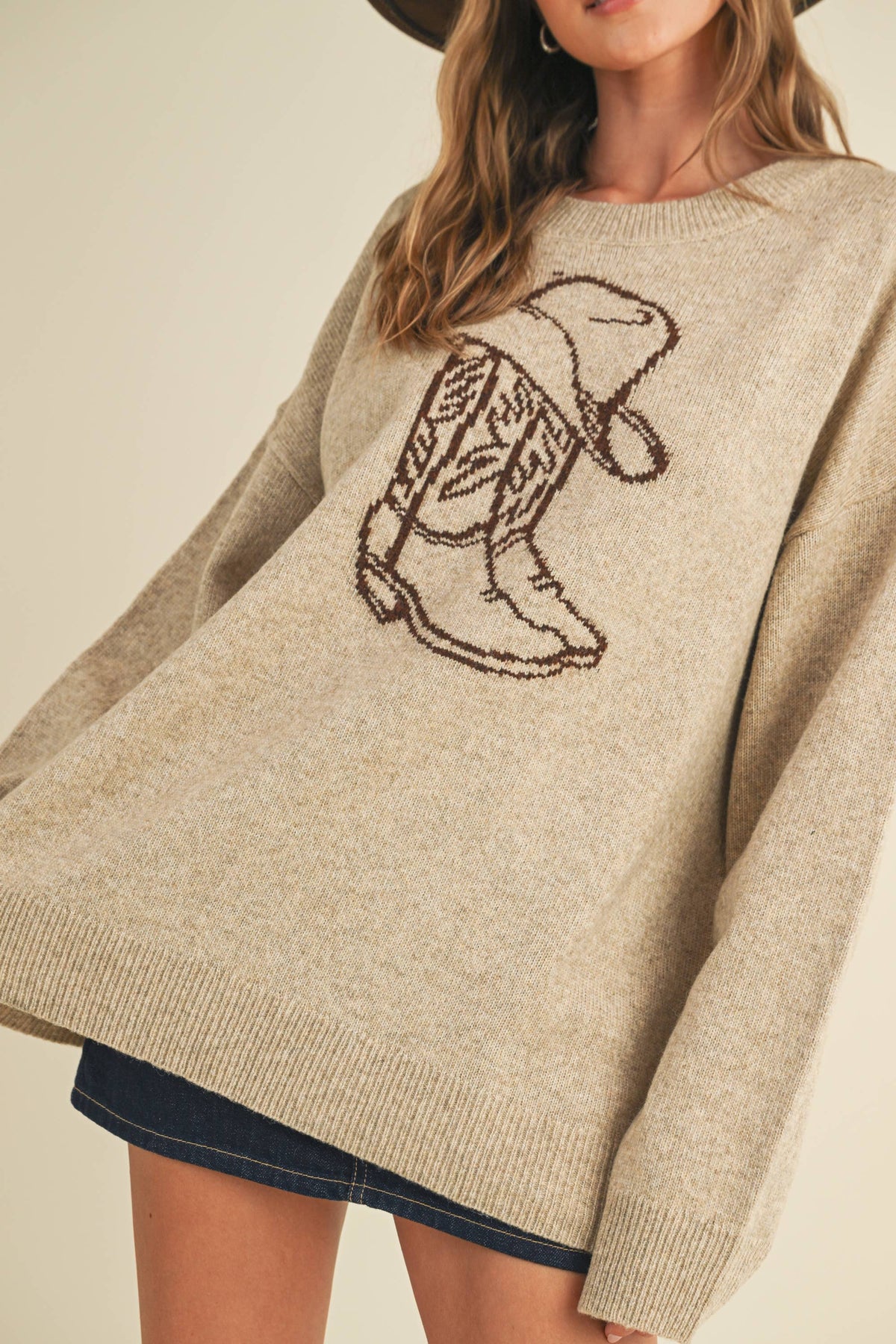 WESTERN COWBOY BOOT & HAT SWEATER