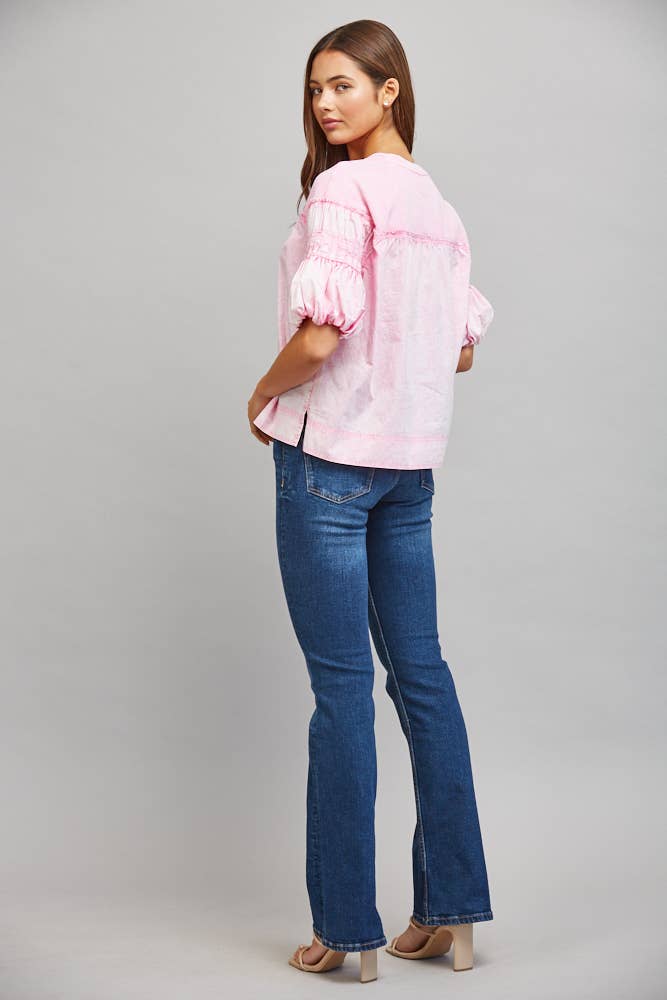 PRETTY IN PINK PUFF SLV TOP