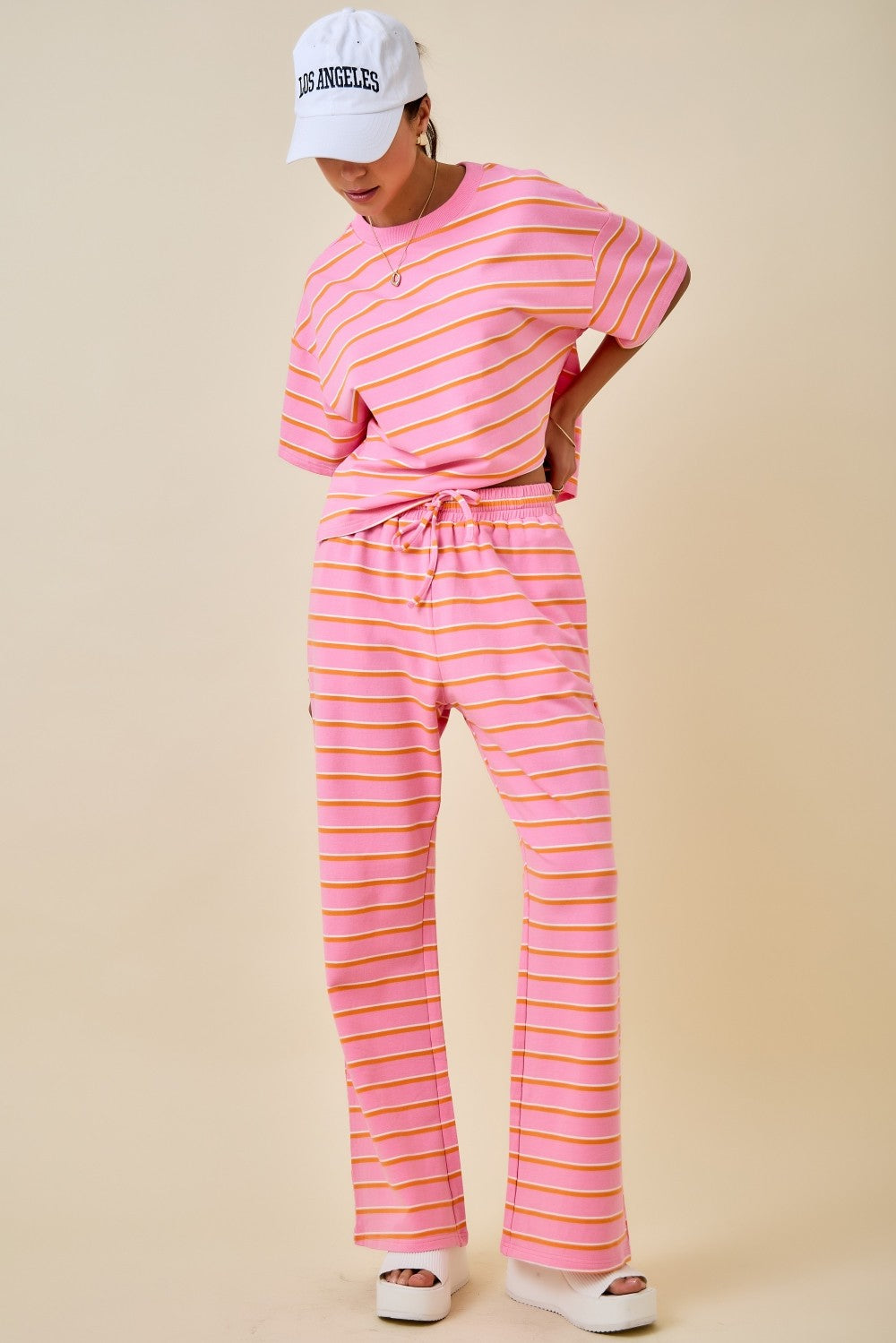 PINK ORANGE STRIPE LOUNGE PANT