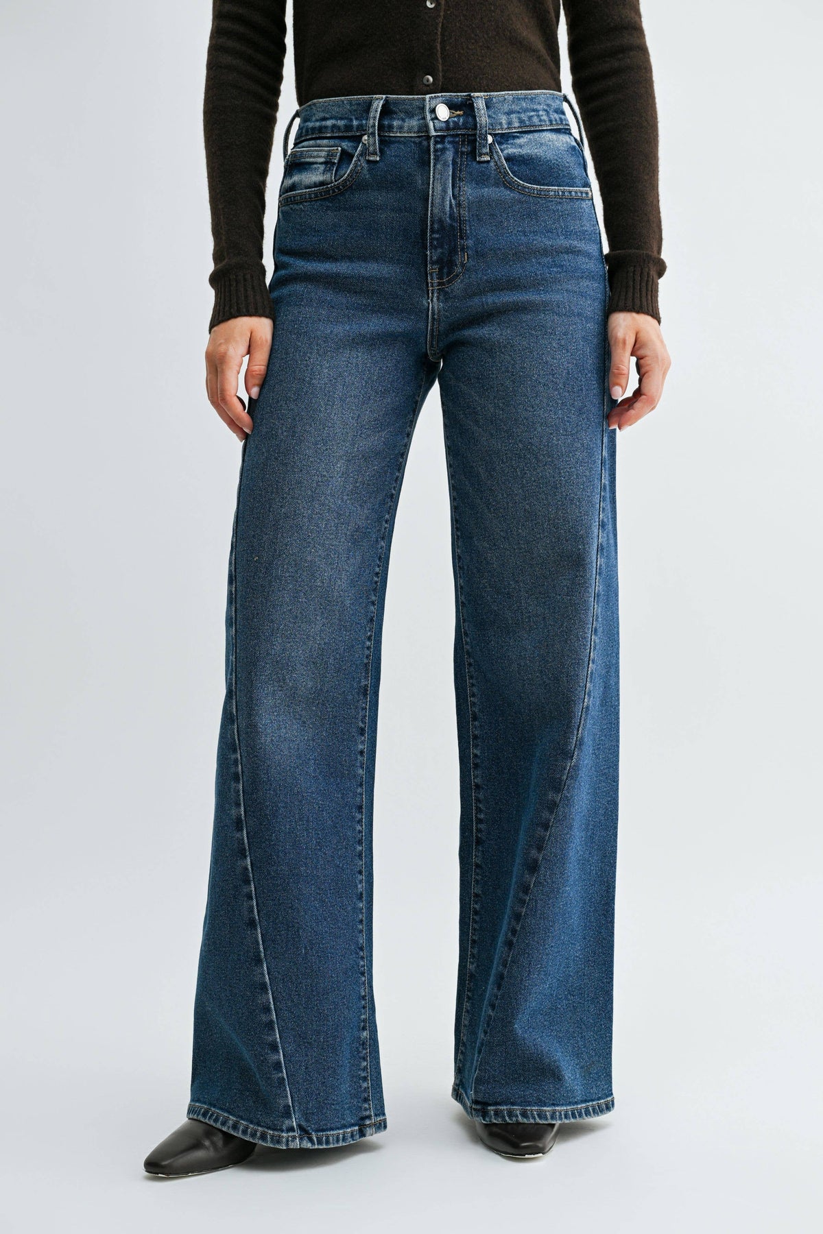 TWISTED SEAM WIDE LEG DENIM-DARK