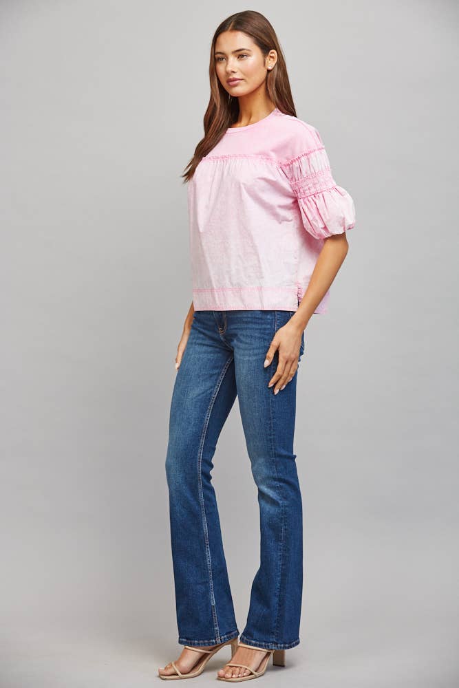 PRETTY IN PINK PUFF SLV TOP