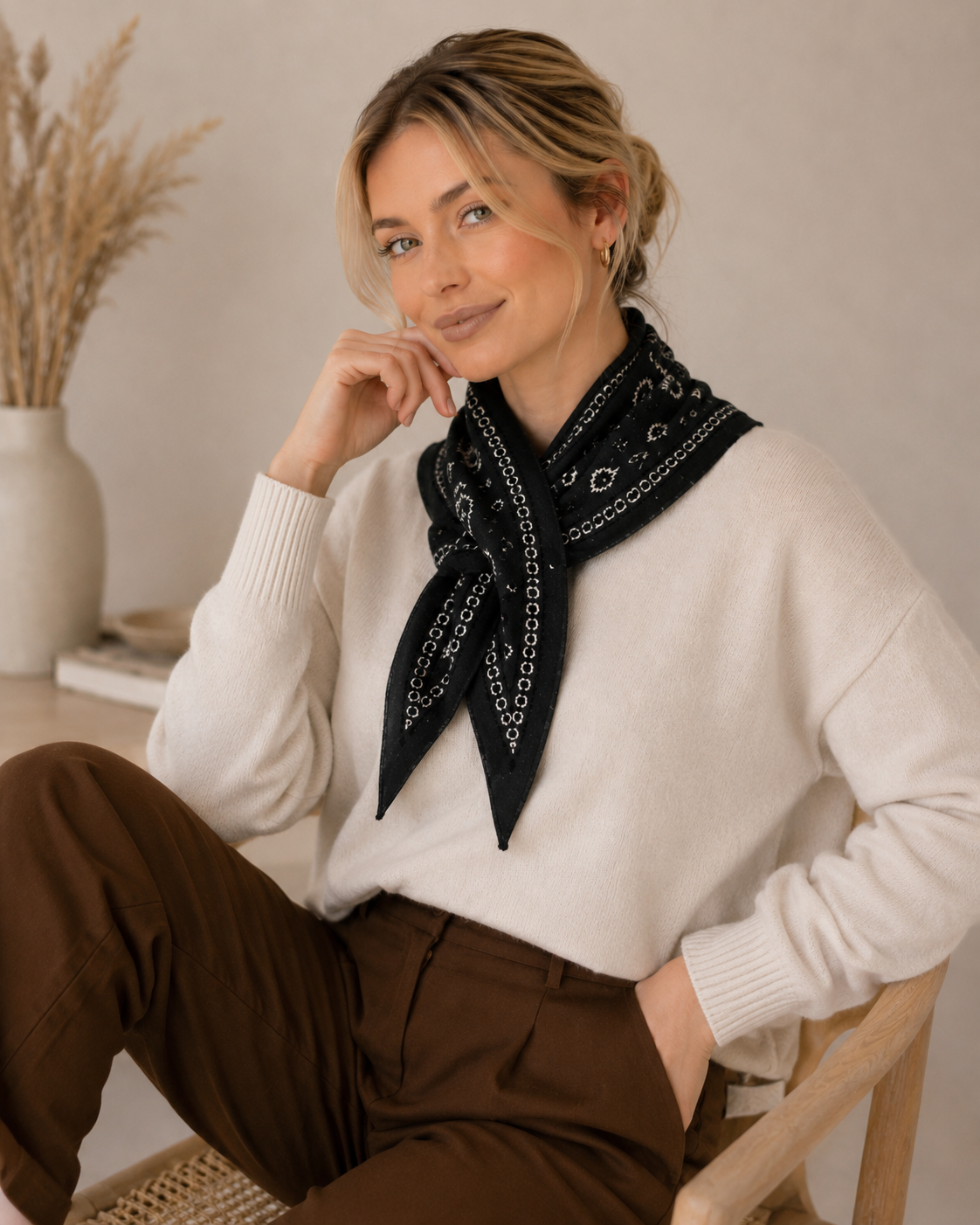 COZY KNIT BANDANA SCARF