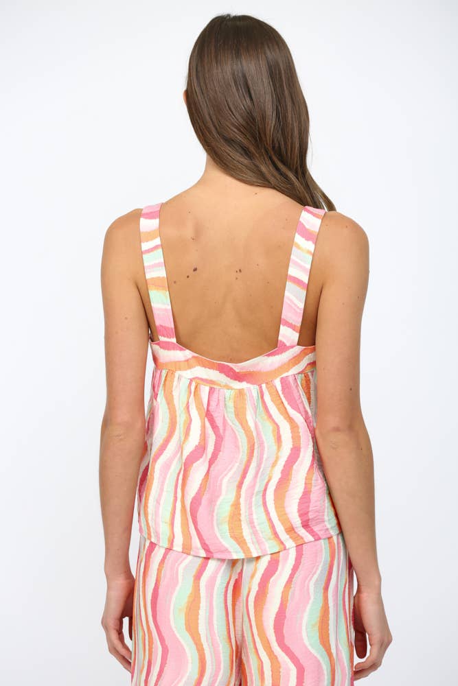 WAVY STRIPE SQUARE NECK TANK