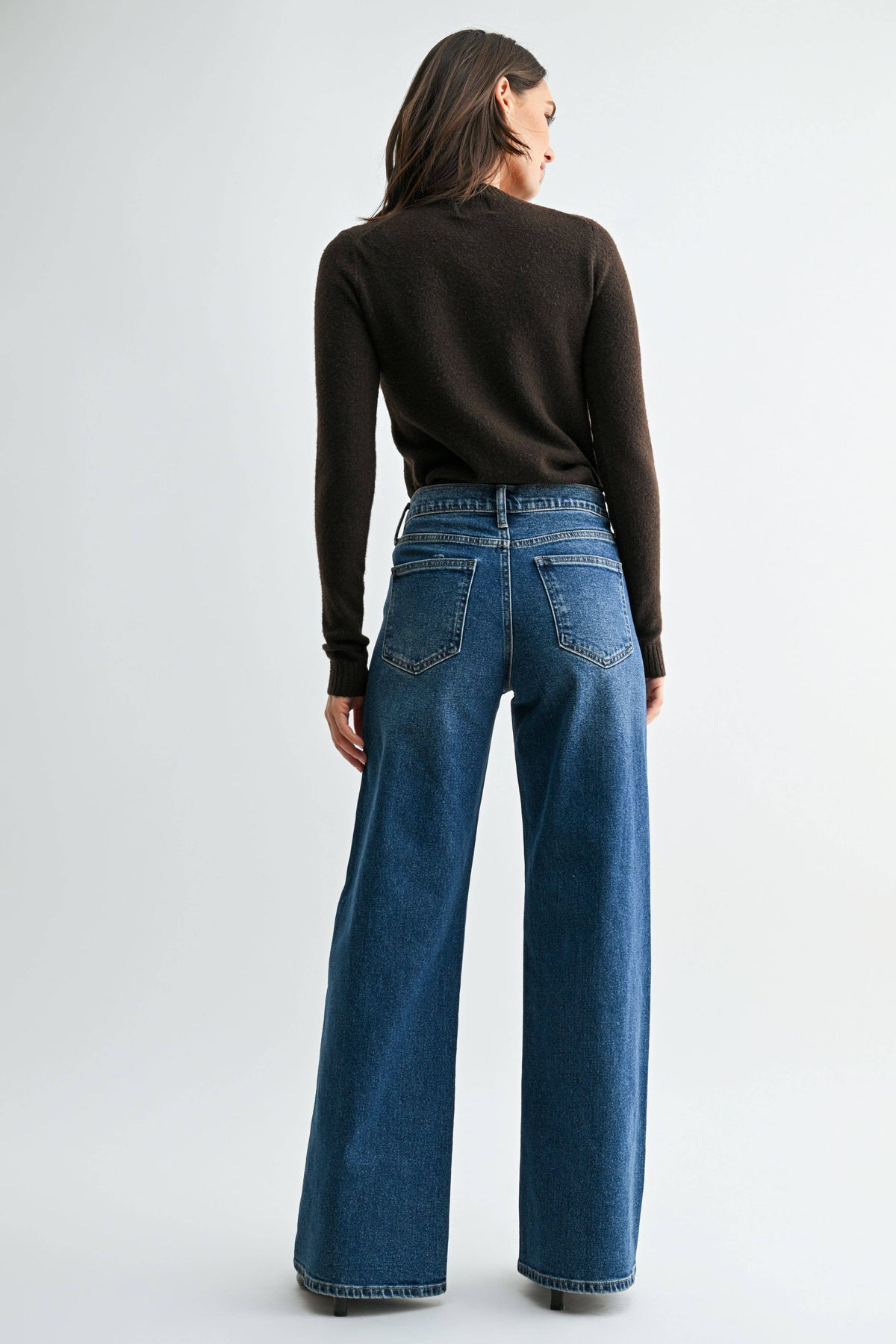 TWISTED SEAM WIDE LEG DENIM-DARK