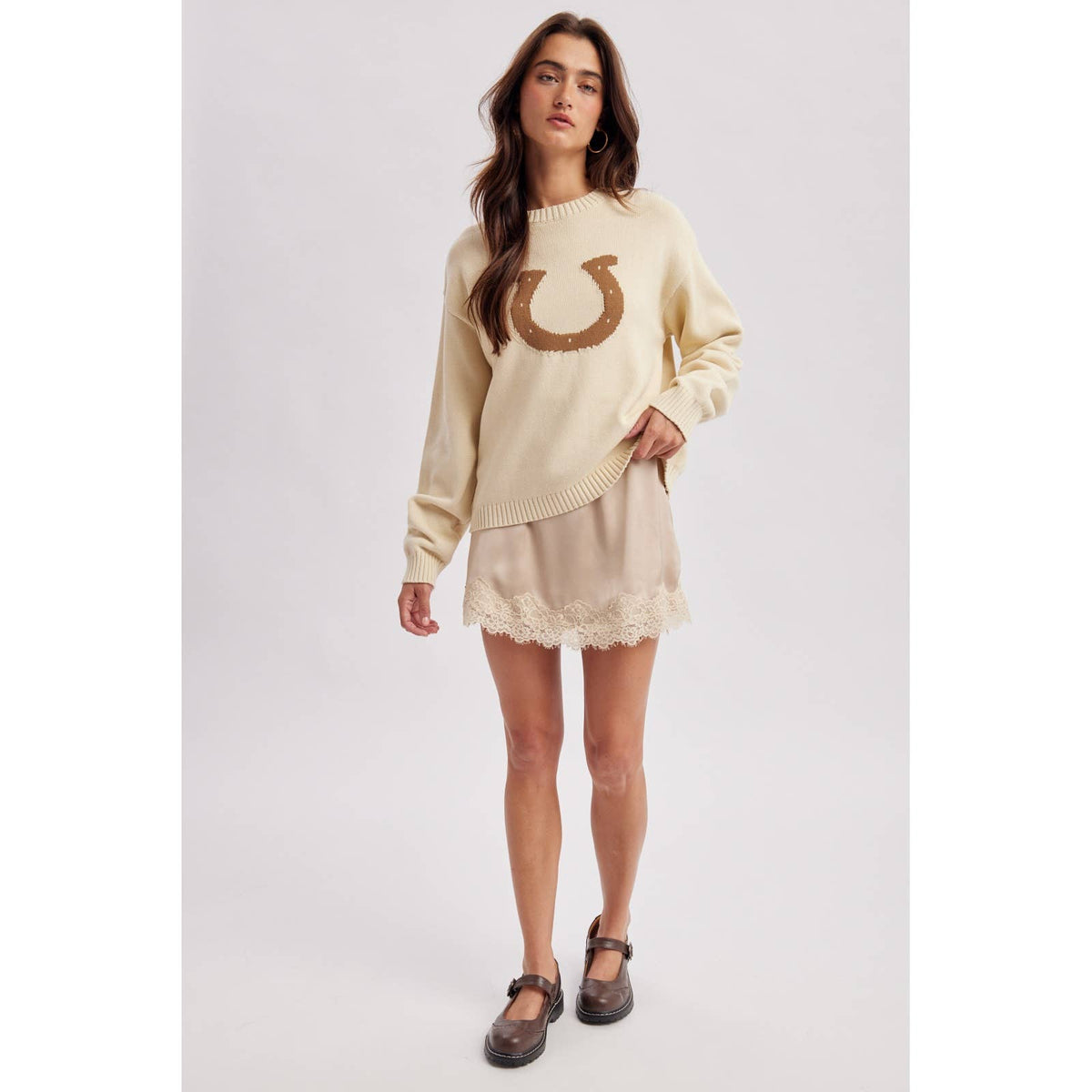 CHAMPAGNE LACE TRIM MINI SKORT