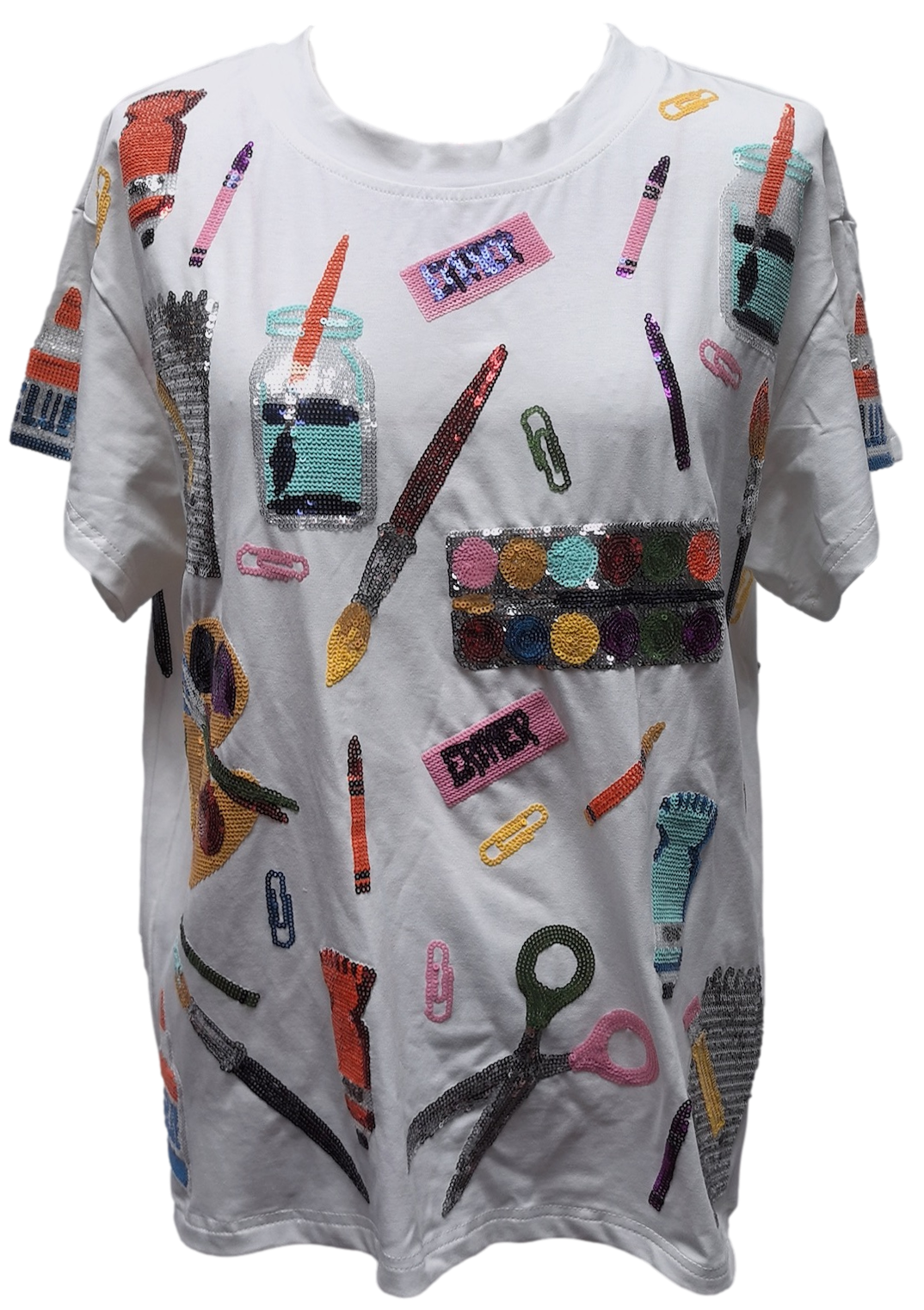 QOS WHITE SCHOOL SUPPLIES TEE