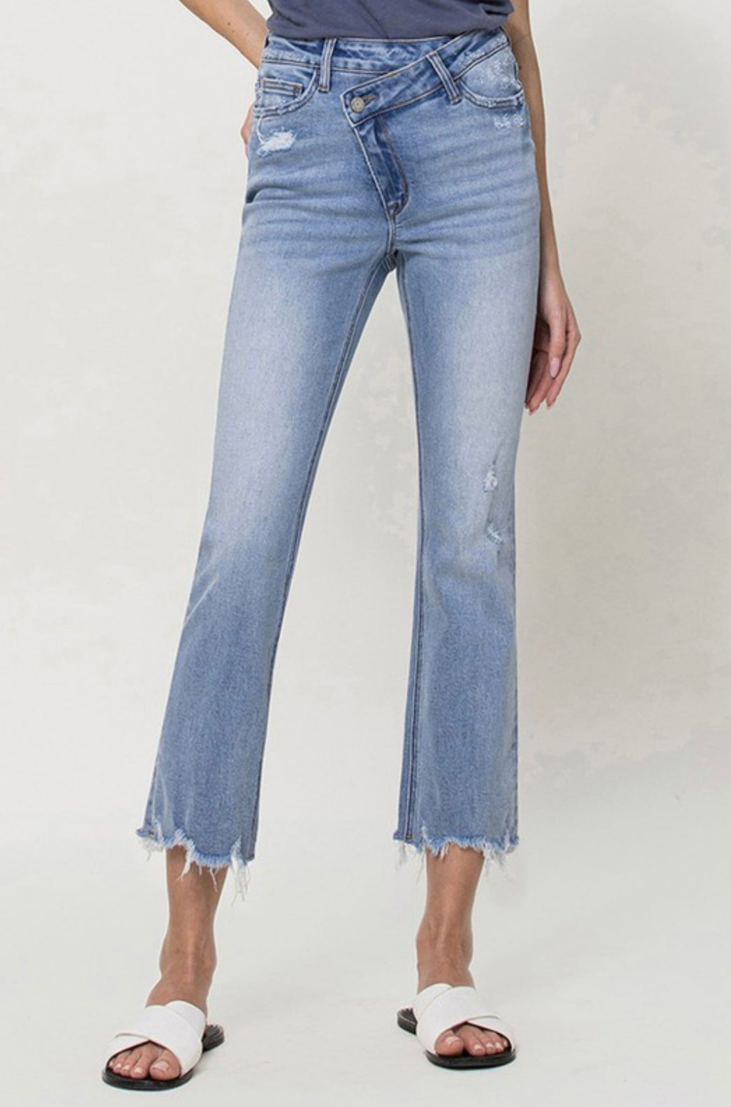 SUNFADED CRISS CROSS KICK FLARE DENIM