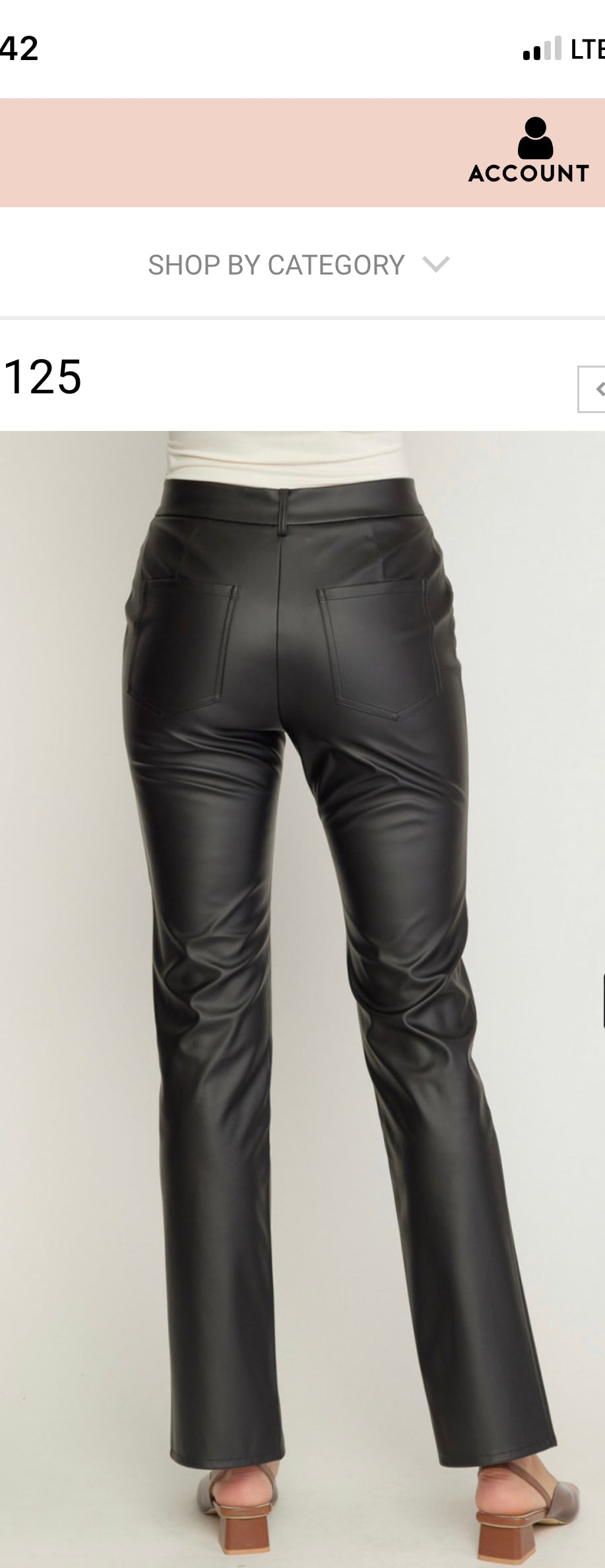 BLACK FAUX LEATHER SPLIT HEM PANT