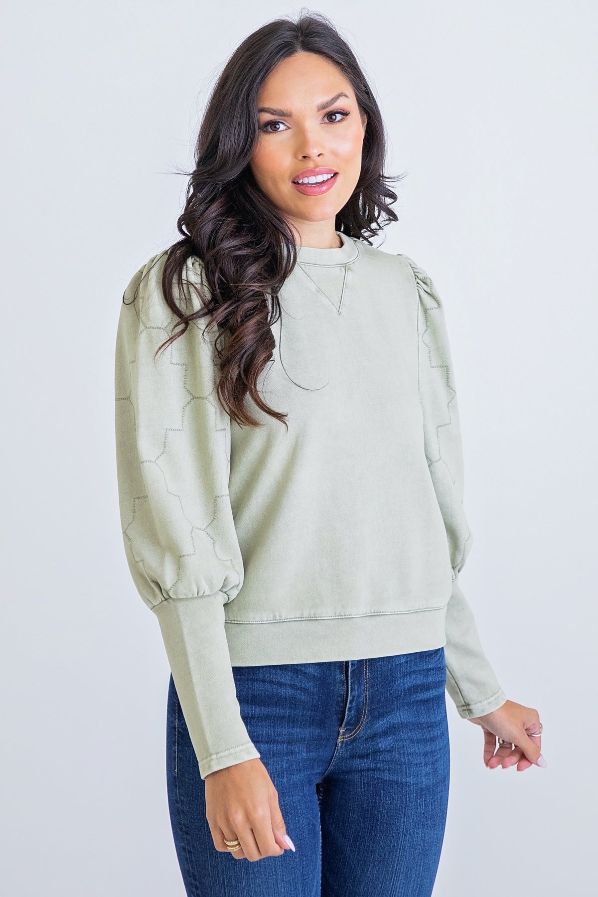 SAGE STITCH SLV SWEATSHIRT