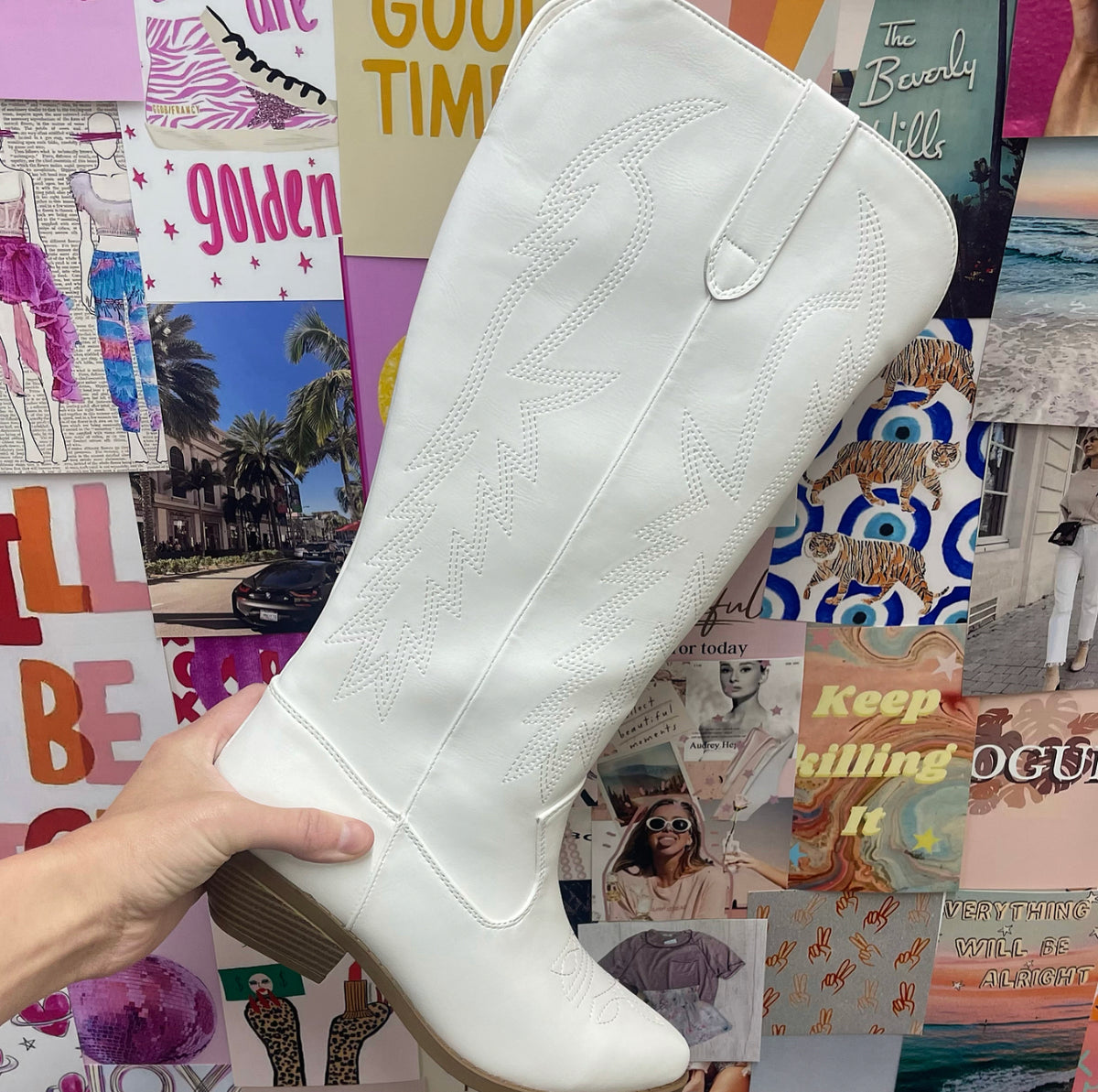 SIERRA WHITE WESTERN COWBOY BOOT