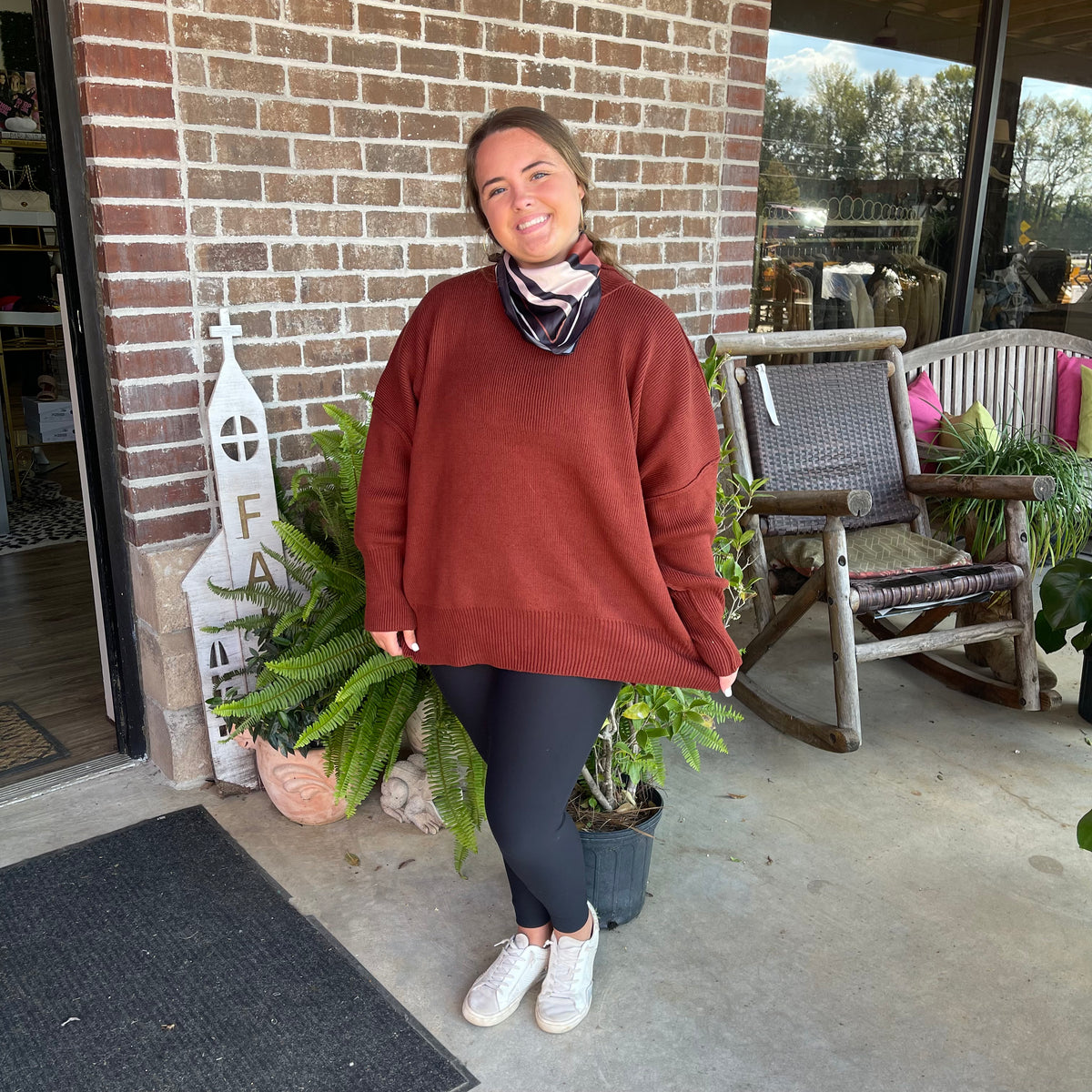 RAILEY RUST OVERSIZED SLIT SWEATER