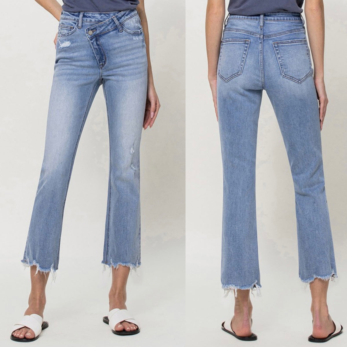 SUNFADED CRISS CROSS KICK FLARE DENIM