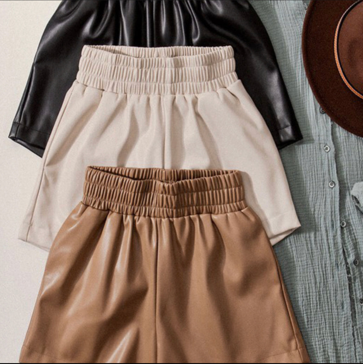ALY FAUX LEATHER SHORTS