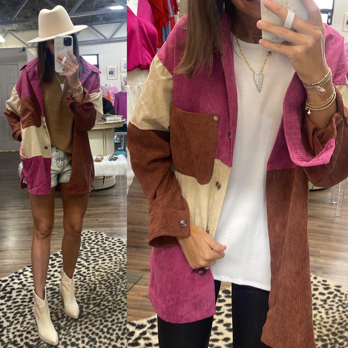 RYLEIGH CORDUROY COLOR-BLOCK SHACKET