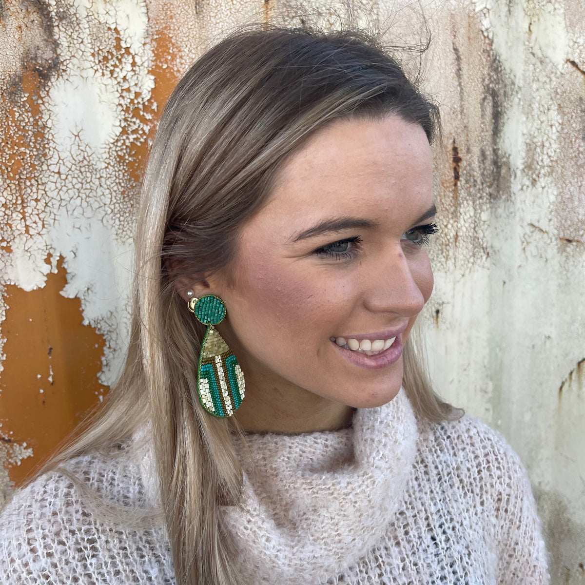 MULTI BEADED TEARDROP EARRINGS