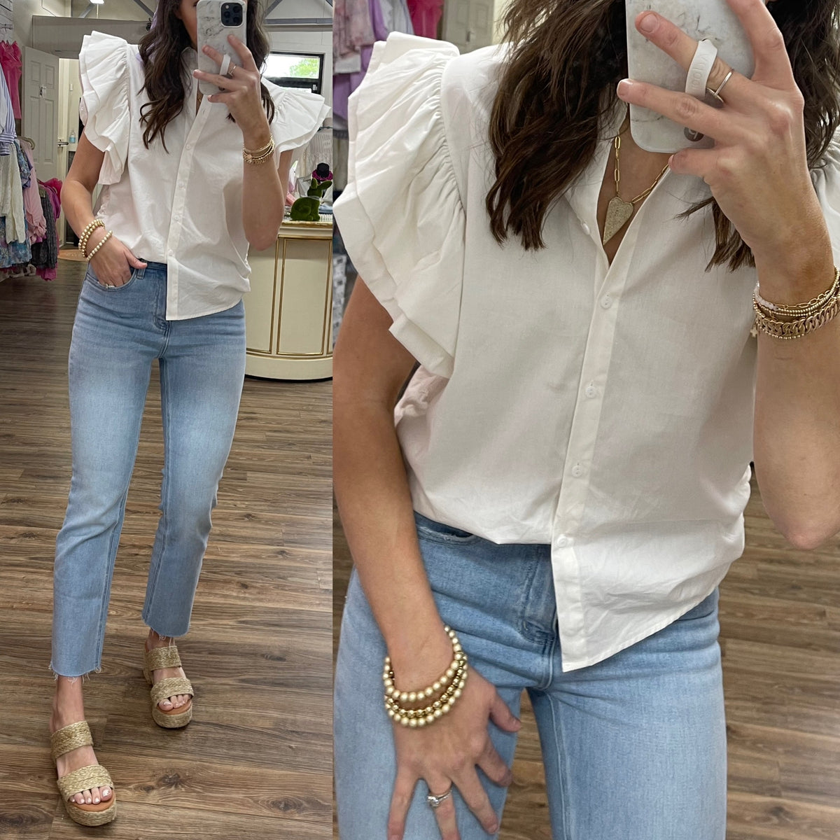 IVORY TIERED RUFFLE SLV BLOUSE