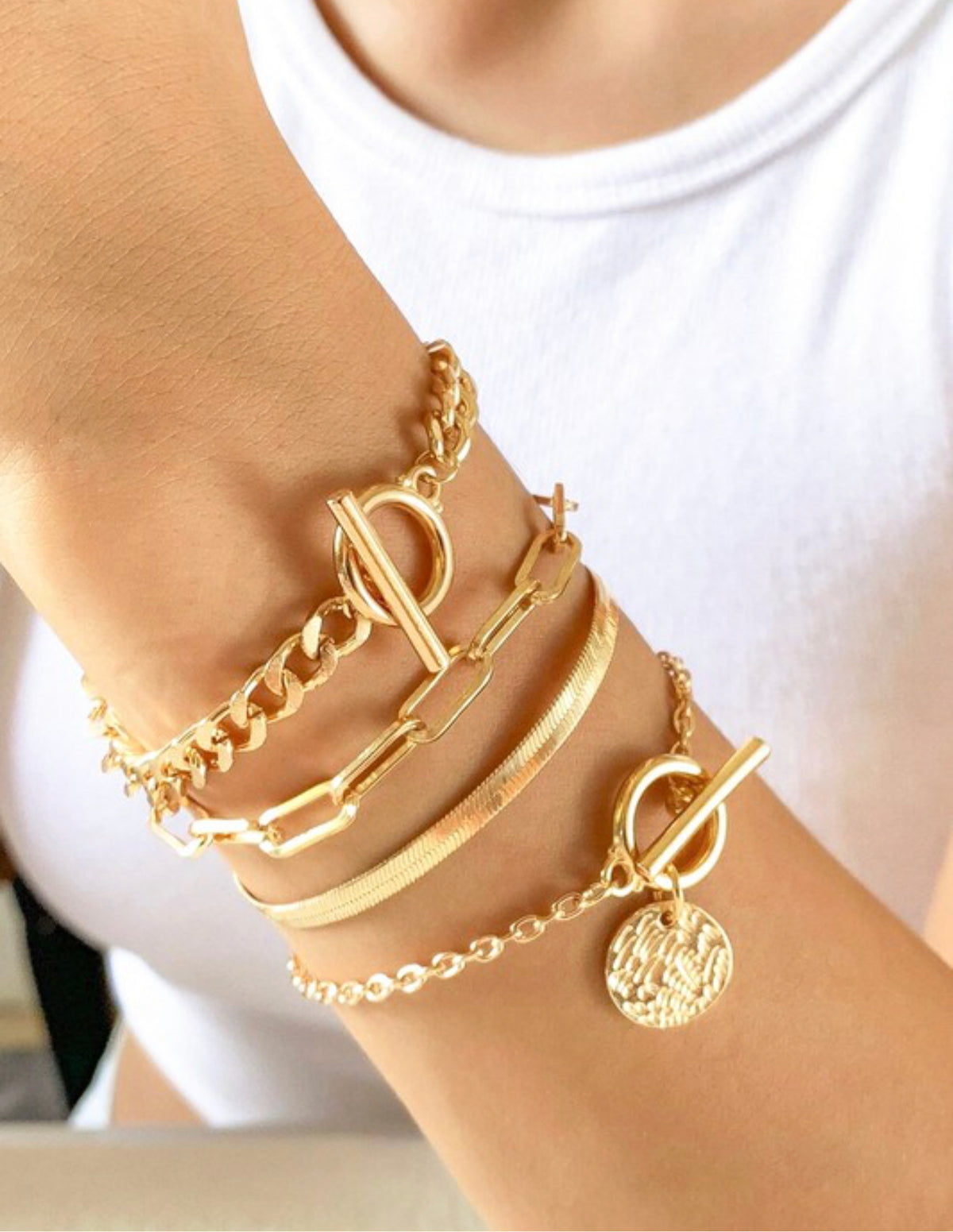 HANNAH GOLD CHAIN BRACELET SET