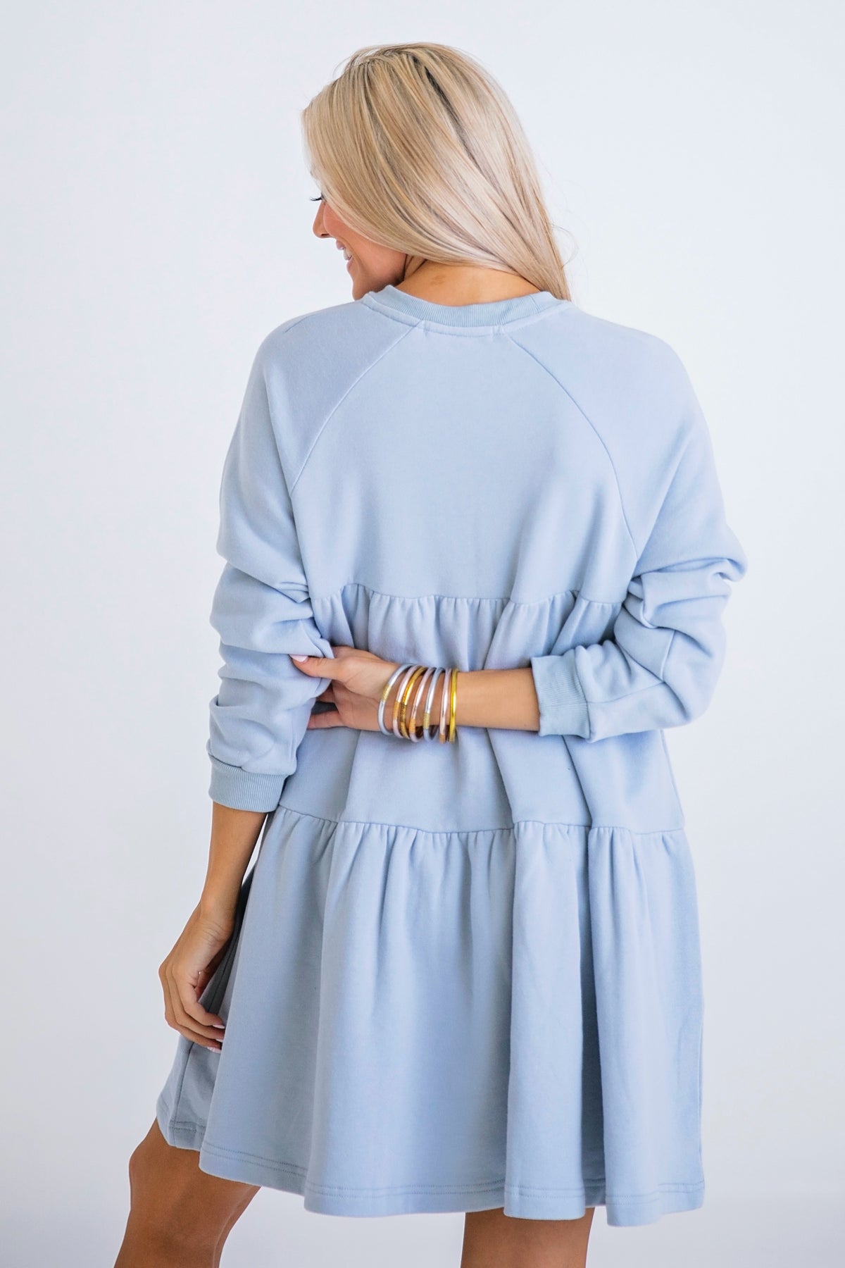 BLUE TIER SWEATSHIRT DRESS
