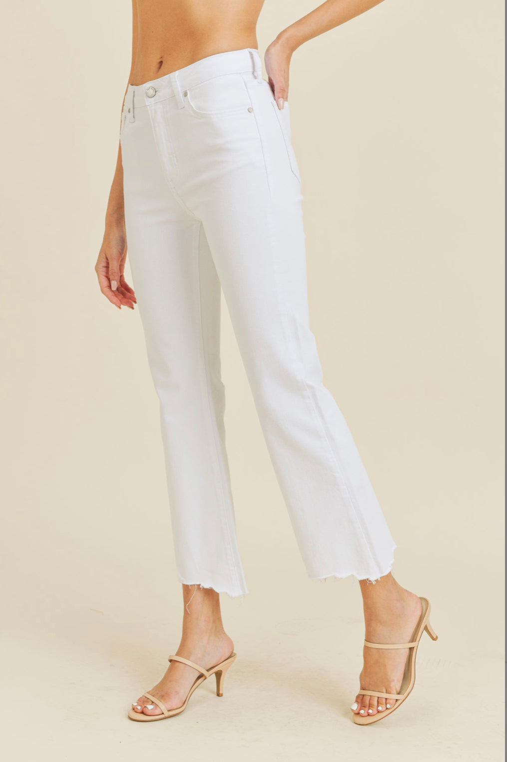 DESTINY WHITE CROP FLARE DENIM