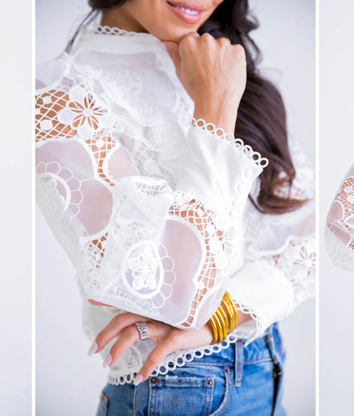 WHITE LACE  RUFFLE TOP