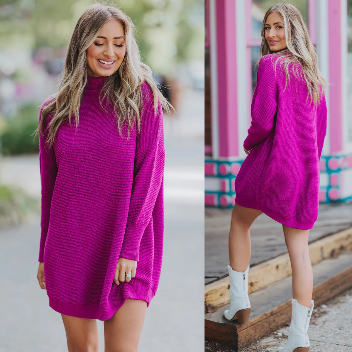 MARA MAGENTA SWEATER DRESS