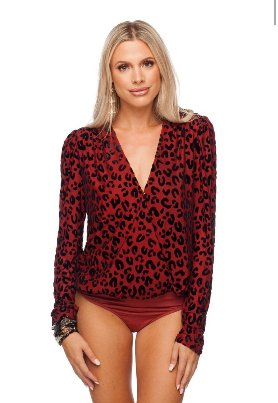 MELISSA RUST LEOPARD BODYSUIT