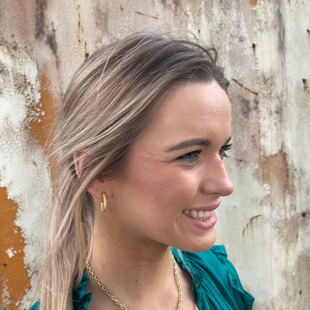 BRASS GLITTER HOOPS